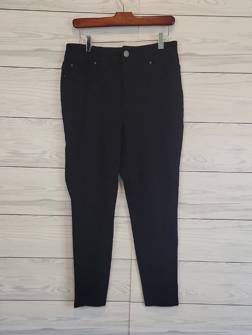 I.N.C High-Rise Skinny Ankle Pants - Black Rayon Stretch Womens Size 12